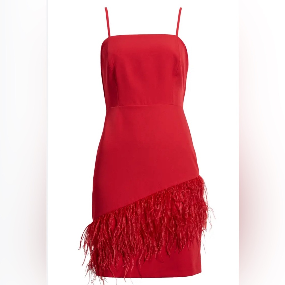 Sam Edelman Red Mini Dress with Feathered Hem